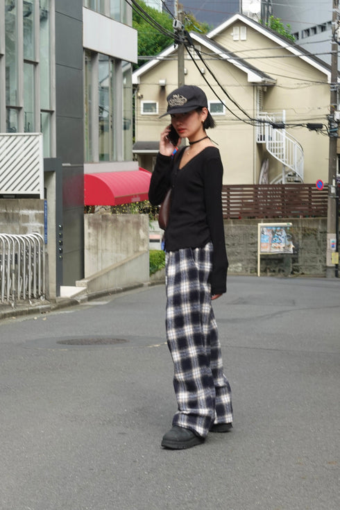 起毛チェックラフパンツ